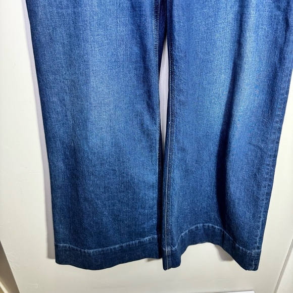 J. Crew Denim Trouser in Wesly Wash Size 34 = Size 18 Wide Leg Jeans - Picture 7 of 15